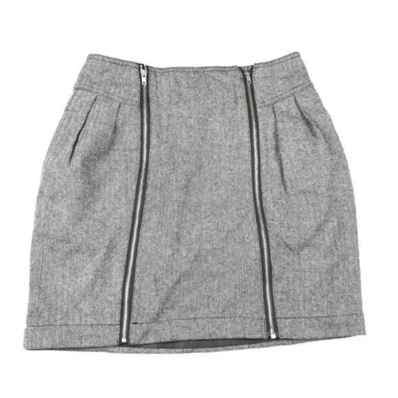 SILENCE + NOISE Tweed Double Zip Mini Skirt Womens 6 - Picture 1 of 4